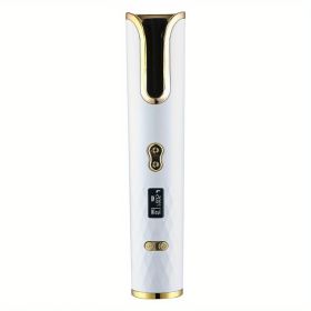 Fully Automatic Hair Curler Multifunctional Rechargeable Hair Curler Travel Home Portable Carry-on Wireless Curling Stick (Color: White)